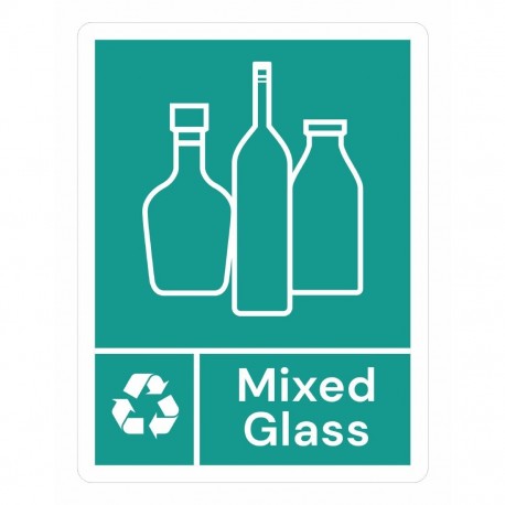 Jantex Slim Bin Label Gemengd Glas – Groen Afvalsticker voor Afvalbakken
