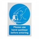 Vinylsticker A4 'Handreiniger gebruiken bij binnenkomst' - Wit
