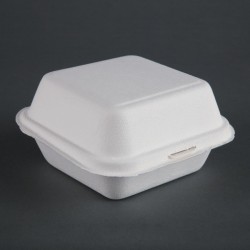 Fiesta Compostable bagasse hamburgerbakjes 153mm - wit (500 stuks)