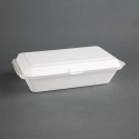Composteerbare bagasse voedseldozen 24,8cm wit met deksel (250 stuks)
