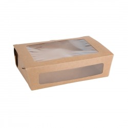 Fiesta Compostable composteerbare saladebakken met PLA venster 1600ml - 200 stuks