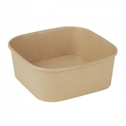 Fiesta Recycleerbare Vierkante Container Basissen 1200ml (300 stuks) - Bruin Papier