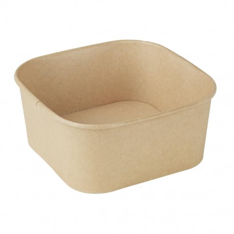 Fiesta Recycleerbare Vierkante Containerbodems 1400ml – Bruin Papier (300 stuks)