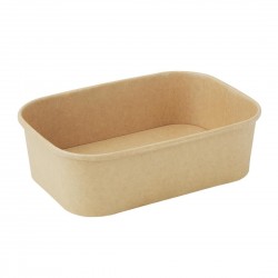 Fiesta Recyclebare Rechthoekige Voedselcontainers 650ml - Bruin (300 stuks)