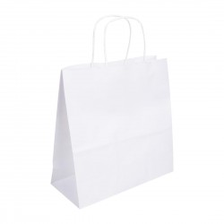 Fiesta Recyclebare Witte Papieren Draagtassen met Gedraaid Handvat - Klein (250 stuks)