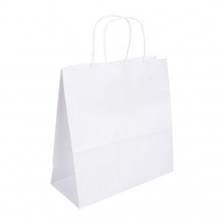 Fiesta Recyclebare Witte Papieren Draagtassen met Gedraaid Handvat - Klein (250 stuks)