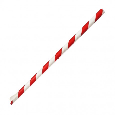 Papieren Rietjes Rood-Wit Gestreept 210x8mm - Fiesta Compostable (250 stuks)