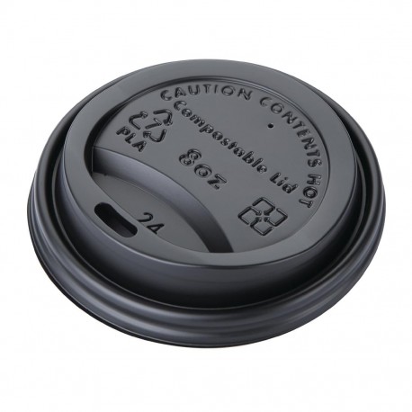 Fiesta Compostable composteerbare deksels 23cl koffiebekers - 1000 stuks, zwart