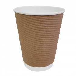 Fiesta Recyclable koffiebekers ribbelwand 340ml – bruin karton (25 stuks)