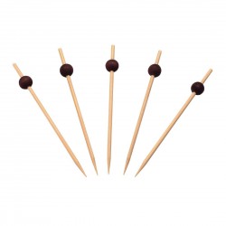 Sier Disposables Bamboeprikker met Zwarte Bal 120 mm – Doos 250 Stuks