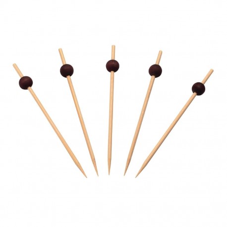 Sier Disposables Bamboeprikker met Zwarte Bal 120 mm – Doos 250 Stuks
