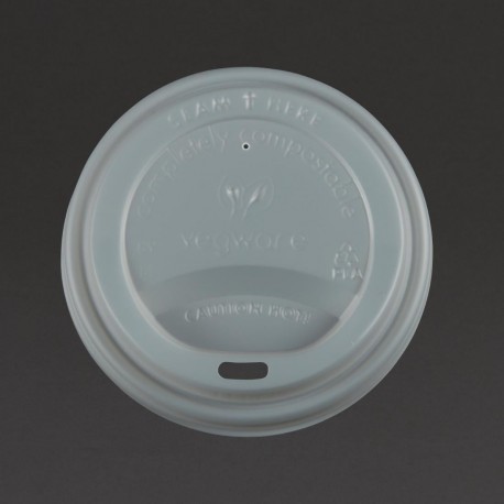 Vegware composteerbare deksels voor 34 en 45cl koffiebekers – CPLA, wit (1000 stuks)