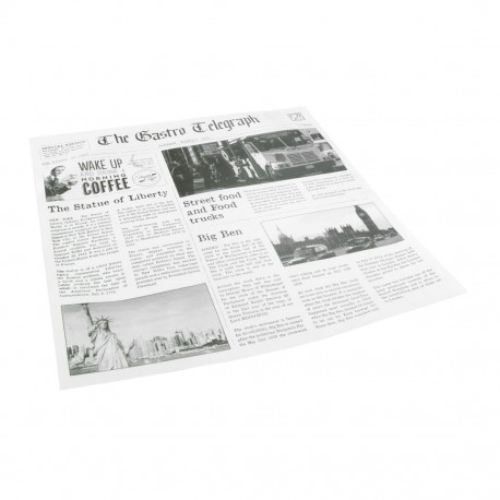 Vetvrij papier 300 x 300 mm met krantenprint – Sier Disposables (doos 300 stuks)