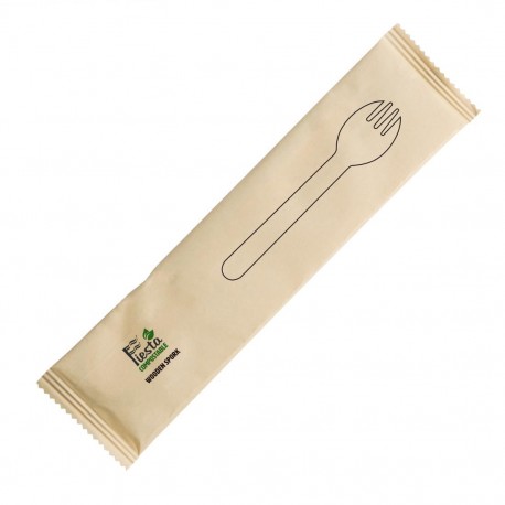 Fiesta Compostable individueel verpakte houten sporken - 500 stuks