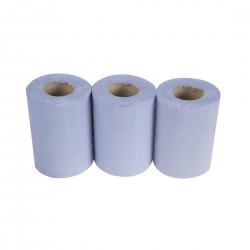 Jantex blauwe mini centrefeed rollen 1-laags – 12 stuks