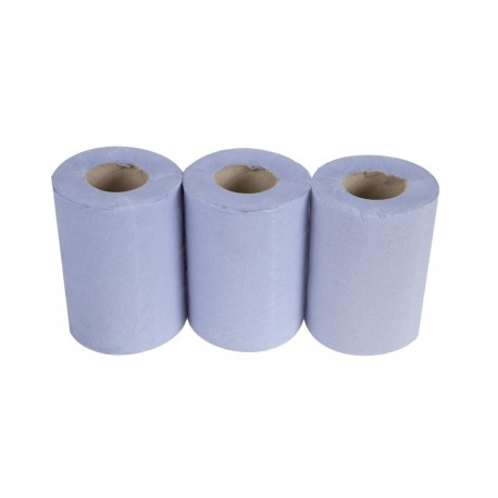 Jantex blauwe mini centrefeed rollen 1-laags – 12 stuks