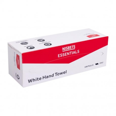 Nisbets Essentials Witte Handdoeken 1ply - 100 Vellen (36 stuks)