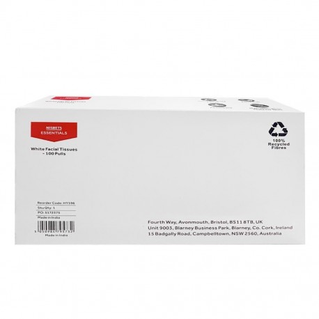 Nisbets Essentials Witte Gezichtsdoekjes - 100 Vel (36 Stuks)