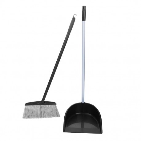 Jantex Lichtgewicht Stoffer en Blik Set – Zwart, Polypropyleen
