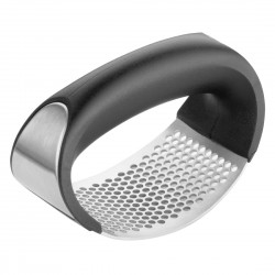 Nisbets Essentials gebogen knoflookpers - RVS, zwart