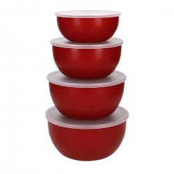 KitchenAid Voorbereidingskommen met Deksel Empire Rood - Set van 4