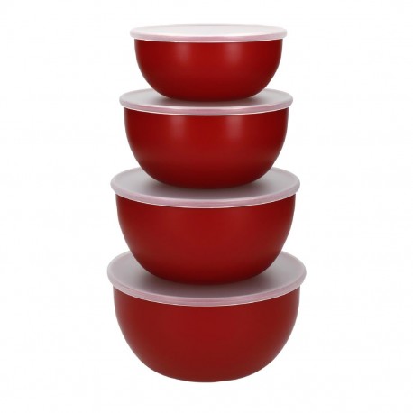KitchenAid Voorbereidingskommen met Deksel Empire Rood - Set van 4
