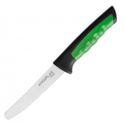 Hygiplas Pro gekarteld tomatenmes groen 10 cm - RVS