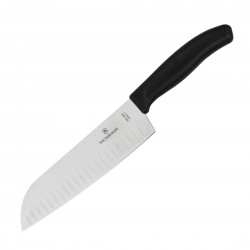 Victorinox Santokumes Gegolfd 17cm – Carbon RVS Zwart