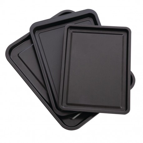 Nisbets Essentials anti-aanbak bakplaten set van 3 - zwart staal