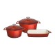 Vogue Gietijzeren Kookgerei 3-Delige Set – Rood | Potten & Pannen