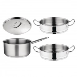 Vogue 3-delige set met RVS steelpan en stomers