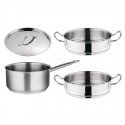 Vogue 3-delige set met RVS steelpan en stomers
