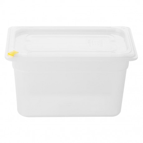 Hygiplas Click PP GN-bak 1/4 met deksel & 7 HACCP-kleurclips 150 mm 3,7L (4 stuks)