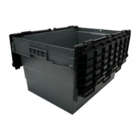Vogue Kunststof Transportkrat met Vast Deksel 600x400x320mm - Zwart
