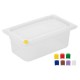 Hygiplas Click PP GN-bak 1/4 met deksel & 7 HACCP-kleurclips 100 mm 2,5L - set van 4