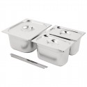 Vogue RVS Gastronorm Bakken Set 1/2 en 2x 1/4 Met Deksels