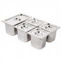 Vogue RVS Gastronorm Bakken Set 1/3 en 4 x 1/6 Met Deksels - Zilver