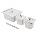 Vogue RVS Gastronorm Bakken Set 2x 1/6 en 2/3 Met Deksels