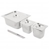 Vogue RVS Gastronorm Bakken Set 2x 1/6 en 2/3 Met Deksels