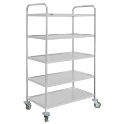 Vogue Afruimwagen Met 5 Niveaus – RVS Serveerwagen Zilver