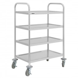 Vogue Afruimwagen Met 4 Niveaus - RVS Serveerwagen Zilver