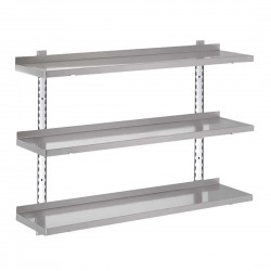 Gastro-M RVS Wandrek 3 Niveaus 120x40cm – Complete Montageset (excl. schroeven)