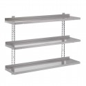 Gastro-M RVS Wandrek 3 Niveaus 120x40cm – Complete Montageset (excl. schroeven)
