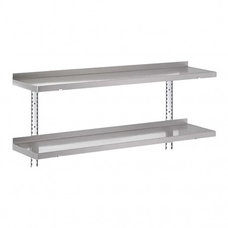 Gastro-M RVS wandplankenset 2 niveaus 100x40cm - complete montageset