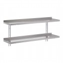 Gastro-M RVS wandplankenset 2 niveaus 100x40cm - complete montageset