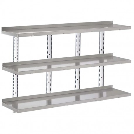 Gastro M RVS wandrek 3 niveaus 180x40cm - complete montageset (excl. schroeven)