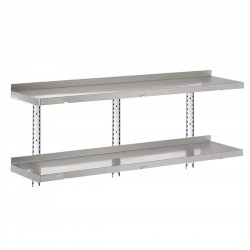 Gastro-M RVS legbordenset 2 niveaus 140x40cm - complete montageset
