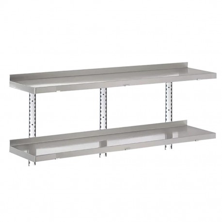 Gastro-M RVS legbordenset 2 niveaus 140x40cm - complete montageset
