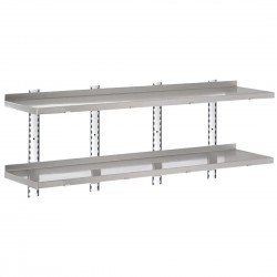 Gastro-M Complete Wandplankenset 2 Niveaus 200x40cm RVS - Montageset (excl. schroeven)