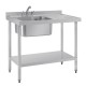 Vogue RVS spoeltafel met enkele spoelbak links 100x60cm